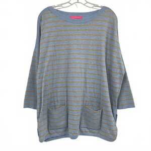 Lilly Pulitzer Blue Gold Striped Boat Neck Sweater | Women’s M